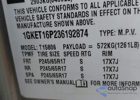 2003 GMC Envoy Xl Slt из США, поврежденный, VIN 1GKET16P236192874